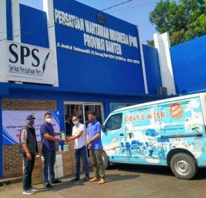 PWI Kabupaten Serang Terima bantuanHand Sanitizer dan Hand Shop.