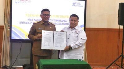 Ombudsman Banten Serahkan Hasil Kajian Pelayanan Samsat dan Pengawasan Program Sekolah Gratis ke Gubernur Banten